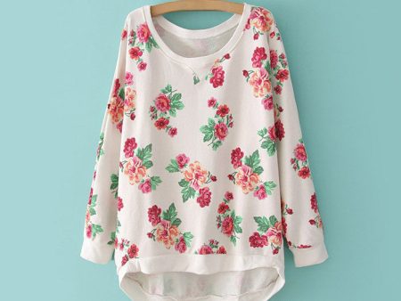 Floral Print Sweatshirt For Women WHITE Supply