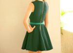 Zipper Sleeveless Simple Style Polyester Round Neck Women s Dress GREEN For Discount