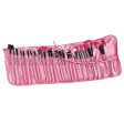 24PCS Professional Cosmetic Tool Nylon Hair Brushes with Leather Bag - Pink For Discount