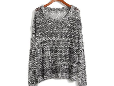 Dark Gray Sweater Polyester Hollowed DARK GRAY on Sale