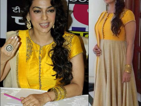 2207 Juhi Chawla s yellow-beige anarkali Outfit Sets Online