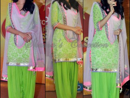 7013 Amrita Rao s hariyali green patiala outfit set For Discount