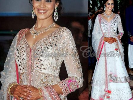 1009 Genelia D souza s white bridal anarkali lehenga Outfit Sets Cheap