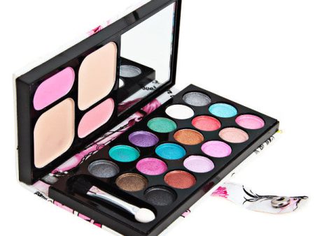 Fashion Cosmetic Set 18 Colors Eyeshadow 2 Colors Blusher 2 Colors Face Powder with Lady Pattern Leather Purse Cheap