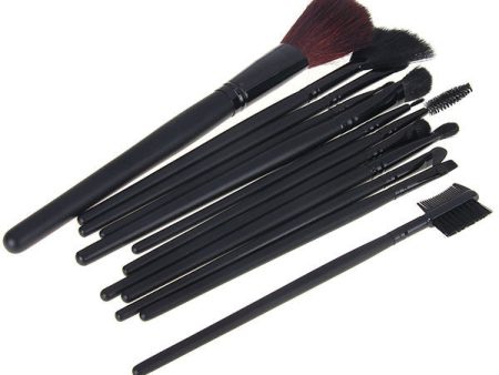 High Quality 12PCS Brushes Professional Cosmetic Tool with Black Leather Bag Fashion