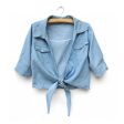 Popular Shirt Collar Half Sleeve Women s Denim Shirt Fashion