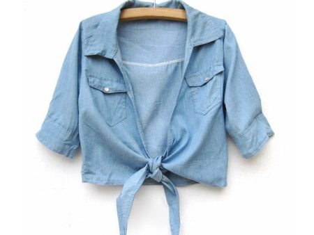 Popular Shirt Collar Half Sleeve Women s Denim Shirt Fashion