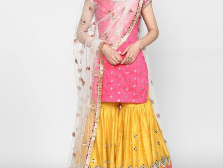 Abhinav Mishra  Pink And Yellow Sharara Set For Cheap