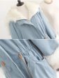 Fashionable Style Hooded Color Block Drawstring Long Sleeves Women s Coat SKY BLUE Discount