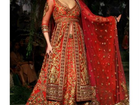 1011 Red bridal lacha Outfit Sets For Cheap