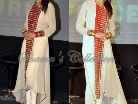 2220 Genelia D souza s off white high-low anarkali Outfit Sets Supply