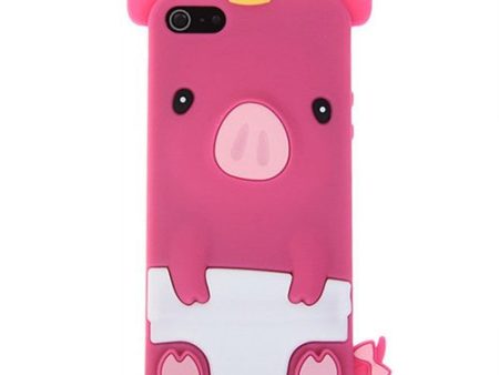 Popular Pig Shape Soft Silicone Case Cover for iPhone 5 - Red Sale