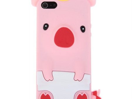 Popular Pig Shape Soft Silicone Case Cover for iPhone 5 - Pink Cheap