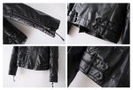 Stylish Stand Collar Zipper Embellished Buttons Decoration PU Leather Women s Coat Hot on Sale