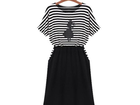 Modal Stripes Dress Girl on Top Black Long Skirt Cheap