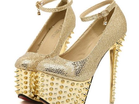 Party and Wedding Sexy Gold High Heels and Rivets Design Women s Pumps GOLD Supply