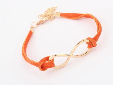 Fashionable Personalized Style Bowknot Shape PU Leather Bracelet For Women ORANGE Online now