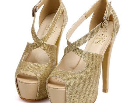 Party Cross-Strap and Stiletto Heel Design Women s Sandals GOLD Online