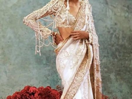 Anamika Khanna Ivory Organza Saree Supply