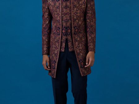 Farrukh Navy Blue Indo-Western Online Sale