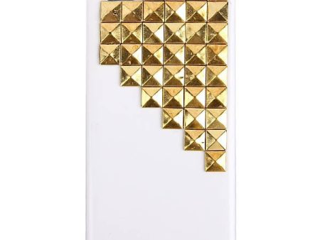 Pyramid Rivets Studs with Metal Skin Design Plastic Hard Back Cover Case for iPhone 5 (White) Online Hot Sale