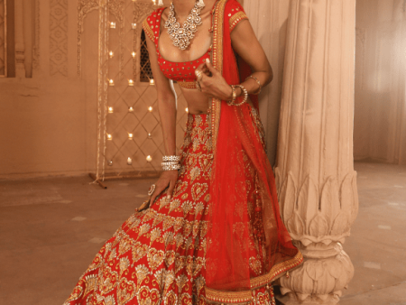 Renu Tandon Surkh Zari Bridal Lehenga For Discount