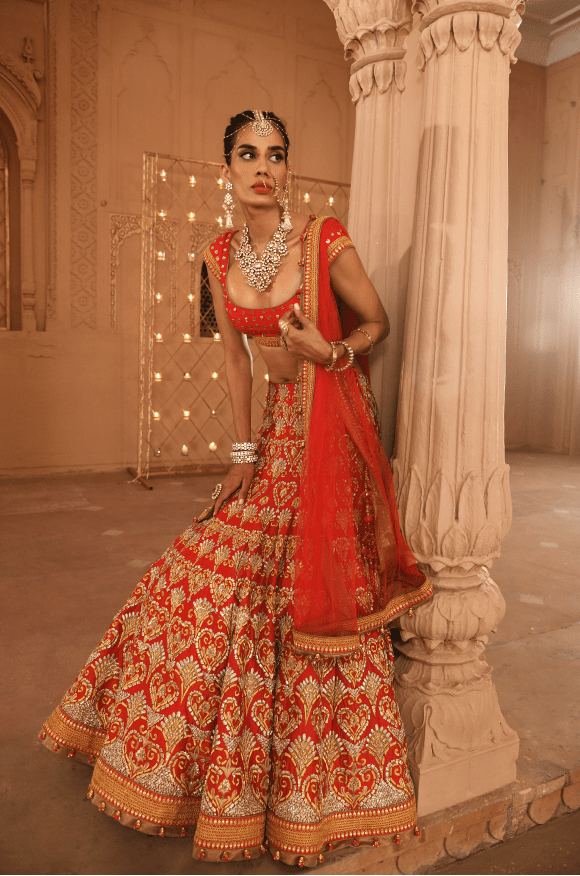 Renu Tandon Surkh Zari Bridal Lehenga For Discount