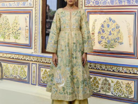 Avasa Hand-painted Pichhwai Silk Jacket Set For Sale