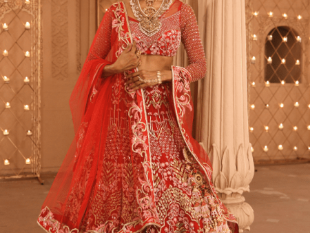 Renu Tandon Surkh Hand Embellished Bridal Lehenga Online Hot Sale