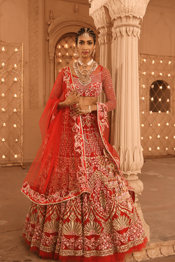 Renu Tandon Surkh Hand Embellished Bridal Lehenga Online Hot Sale