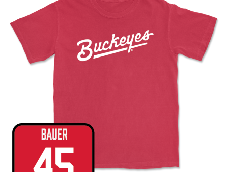 Red Baseball Script Tee  - Douglas Bauer Online