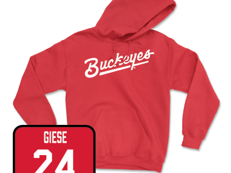 Red Baseball Script Hoodie  - Charlie Giese Supply