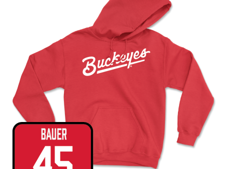 Red Baseball Script Hoodie  - Douglas Bauer Supply